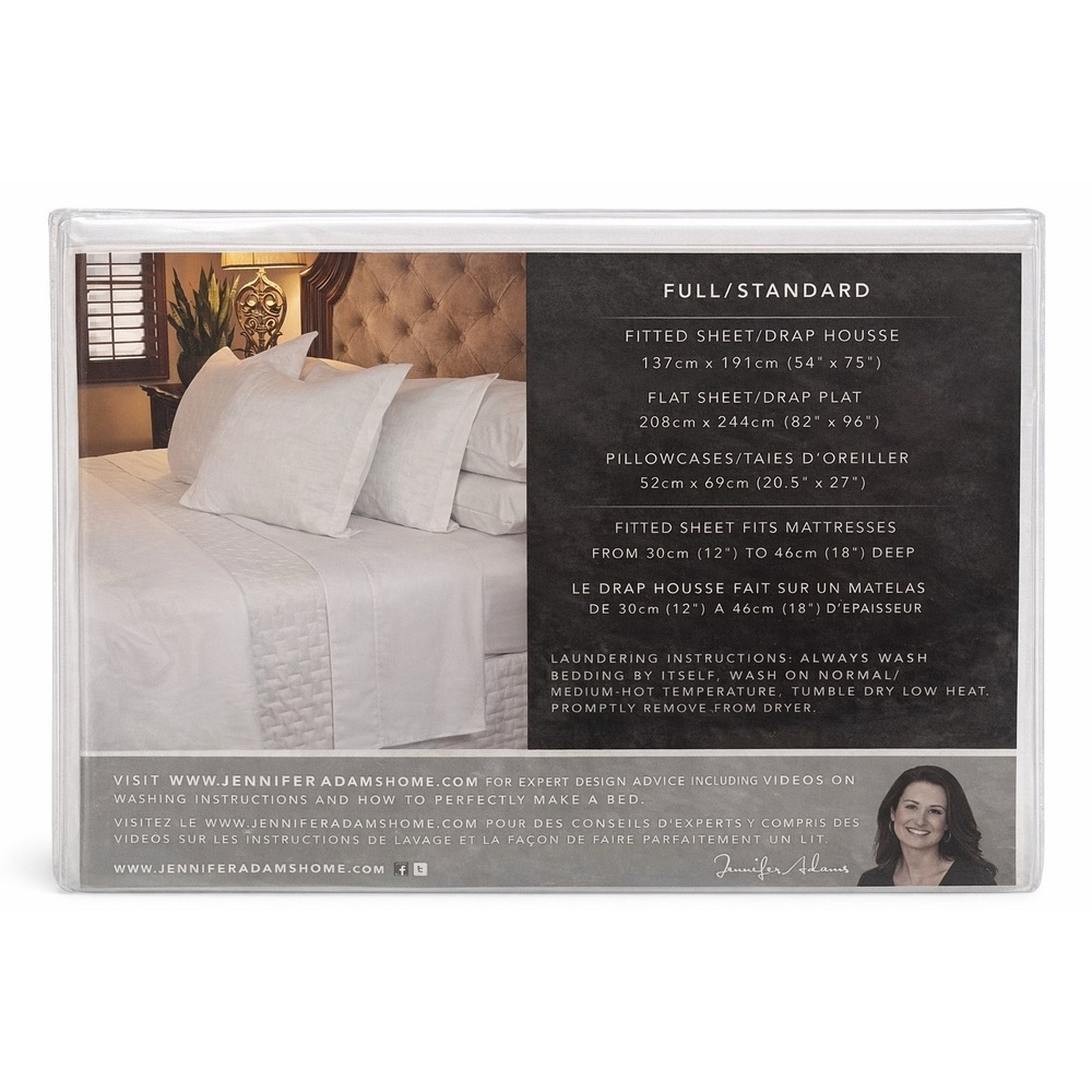 Jennifer Adams Home Eternal Collection Full White Sheet Set 4 Pc Microfiber New - Picture 5 of 6